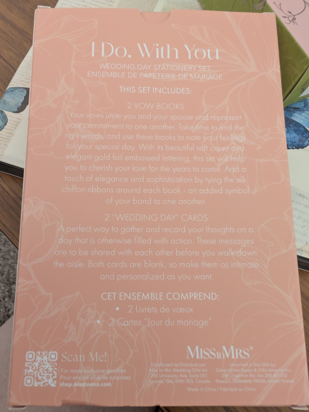 I Do, With You Wedding Day Stationery Set - Blush Pink with Gold